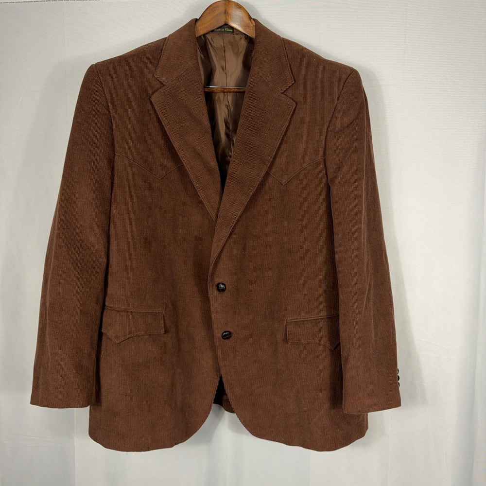 Circle S Corduroy Western Blazer Brown Elbow Patch Sport Coat Men 50R